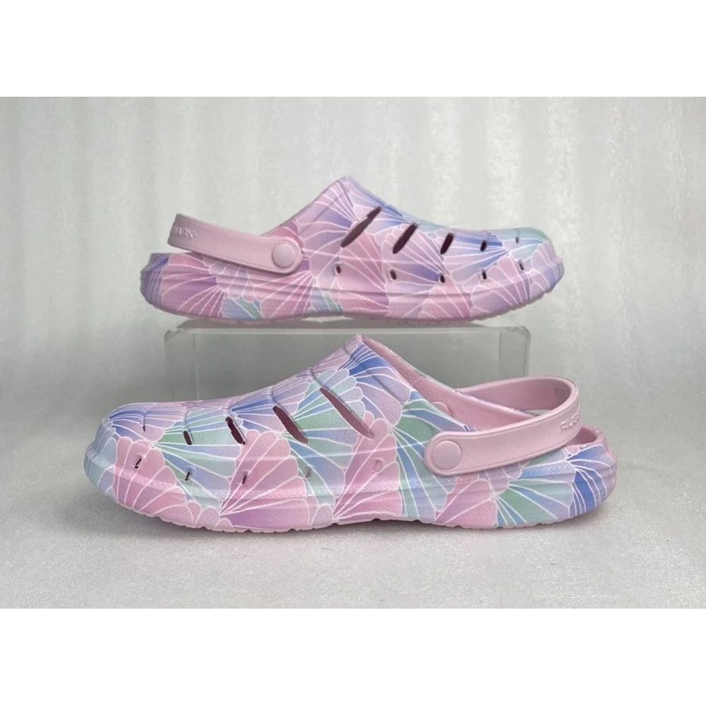 Rugged Shark Eva Shell Print Pink Clogs Slip on Sandals Big Girls Size 6 NEW